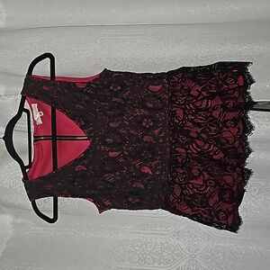 Womens top Black lace overlay